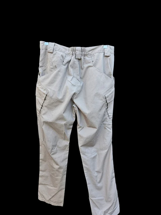 Men Beige Utility Cargo Pants - Neutral Workwear Style Size L - Picture 5 of 16
